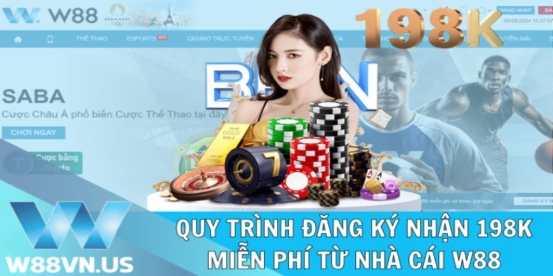 Đăng Ký Nhận 198K Miễn Phí Chơi Game W88 Thả Ga 1 Quy trình tham gia khuyến mãi đăng ký nhận 198k miễn phí từ W88